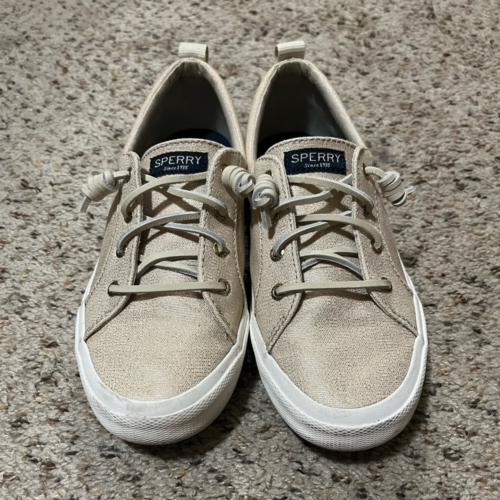 Gold Sperry Boat Shoes, Size 8